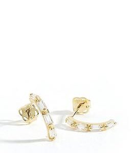 Love Gold 9Ct Yellow Solid Gold Cubic Zirconia Curve Stud Earrings