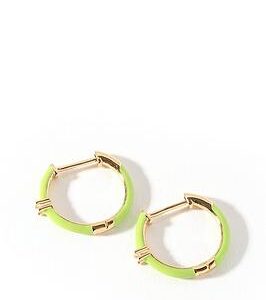 The Love Silver Collection 18Ct Gold Plated Sterling Silver Cubic Zirconia Green Enamel 17Mm Hoop Earrings