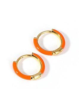 The Love Silver Collection Gold Plated Sterling Silver Orange Enamel 10Mm Mini Hoop Earrings