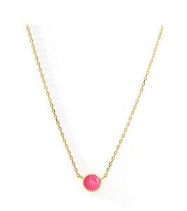 The Love Silver Collection Gold Plated Sterling Silver Pink Enamel Dainty Necklace