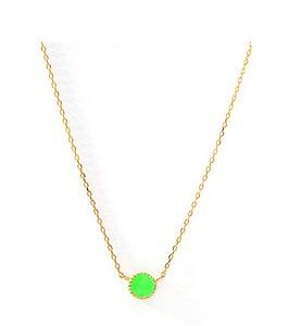 The Love Silver Collection Gold Plated Sterling Silver Green Enamel Dainty Necklace