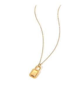 The Love Silver Collection Gold Plated Sterling Silver Cubic Zirconia Padlock Pendant Necklace