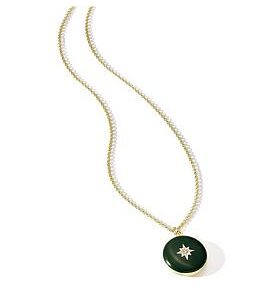 The Love Silver Collection Gold Plated Sterling Silver Forest Green Enamel Cubic Zirconia Locket Pendant Necklace