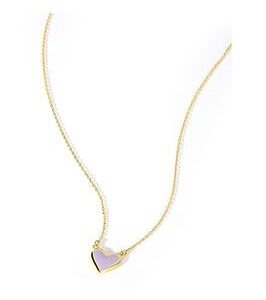 The Love Silver Collection Gold Plated Sterling Silver Heart Lilac Enamel Necklace