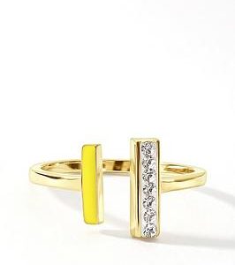 Evoke Gold Plated Sterling Silver Crystal Yellow Enamel Open Ring