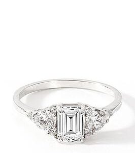 The Love Silver Collection Sterling Silver Cubic Zirconia Emerald Cut Vintage Shoulder Ring