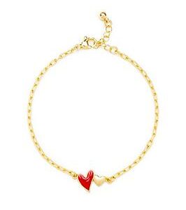 The Love Silver Collection Gold Plated Enamel Heart Detail Bracelet