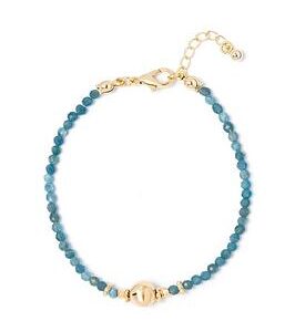 The Love Silver Collection Gold Blue Bead Detail Bracelet