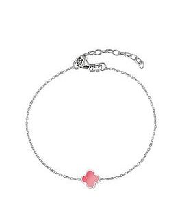 The Love Silver Collection Sterling Silver Pink Enamel Flower Bracelet