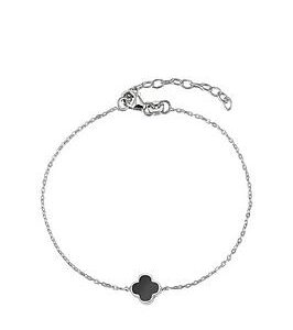 The Love Silver Collection Sterling Silver Black Enamel Flower Bracelet