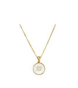 The Love Silver Collection Gold Plated Mother Of Pearl Zodiac Charm Necklace