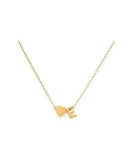 The Love Silver Collection Gold Plated Heart And Initial Charm Necklace