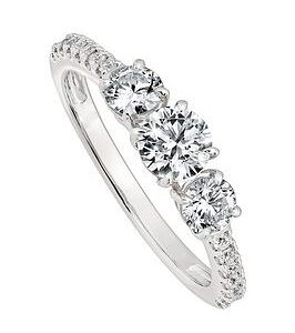 Created Brilliance Ella , 9Ct White Gold 1.06Ct Tw Lab Grown Diamond Three Stone Ring