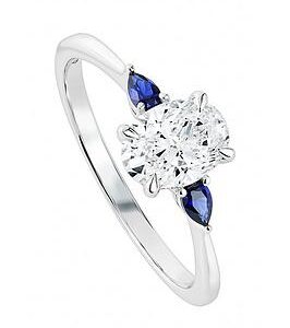 Created Brilliance Rebecca , 9Ct White Gold 0.75Ct Tw Oval Lab Grown Diamond And Created Sapphire Ring