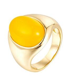 The Love Silver Collection 18Ct Gold Plated Sterling Silver Citrine Oval Signet Style Ring