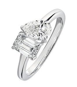 Created Brilliance Harmony , 9Ct White Gold 1.50Ct Tw Lab Grown Diamond Toi Et Moi Ring