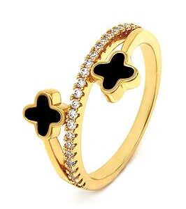 Say It With Diamonds Luck Ring - Gold & Black