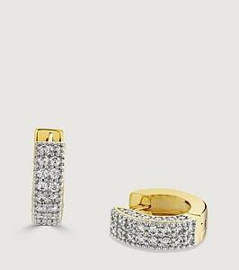 Buckley London Gold Pave Chubby Huggie Earrings