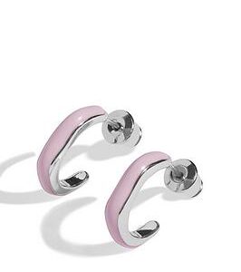 Joma Jewellery Beau , Lilac Enamel , Silver , Hoop Earrings