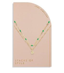 Joma Jewellery Stacks Of Style , Green Enamel , Gold , 45Cm, 40Cm + 5Cm Extender