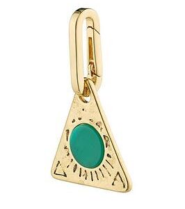 Pilgrim Charm Triangle Pendant, Green/Gold-Plated