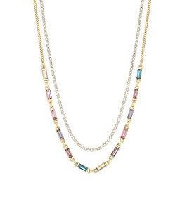 Mood Two Tone Tonal Mix Baguette And Crystal Charm Multipack Choker Necklace - Pack Of 3