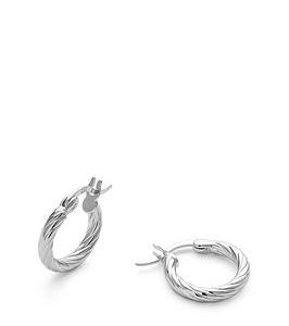 Elk & Bloom Small Sterling Silver Twist Huggie Hoop Earrings - Silver