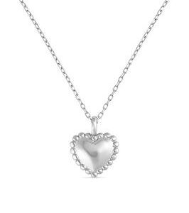 Elk & Bloom Dainty Sterling Silver Heart Love Necklace - Silver