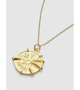 Elk & Bloom Chunky Viking Compass Gold Claw Medallion Coin Necklace