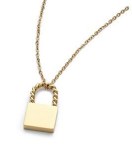 Elk & Bloom Dainty 14K Gold Lock Necklace