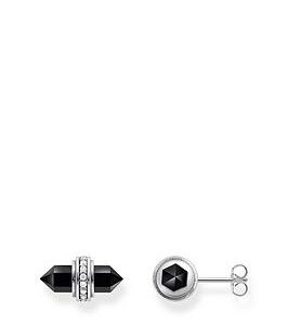 Thomas Sabo Crystal Onyx Ear Studs: Mystical Connection To Cosmos, Personal Growth. Strength In Black Onyx, Hexagon Studs