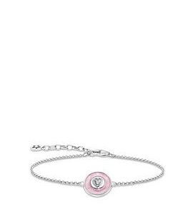 Thomas Sabo Heart Bracelet: Follow Your Heart With Sky-Inspired Beauty. Heart-Shaped Zirconia, Pink Enamel, Adjustable Length