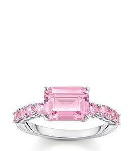 Thomas Sabo Heritage Glam Pink Solitaire Ring: 925 Silver And Pink Zirconia