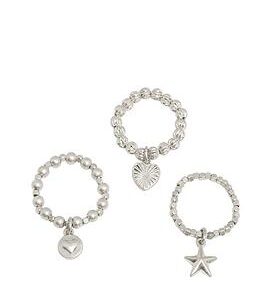 Bibi Bijoux Silver 'Stellar Harmony' Stretch Ring Set