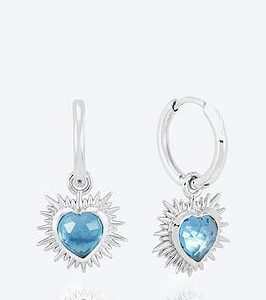 Rachel Jackson Electric Love Blue Topaz Heart Huggie Hoop Earrings