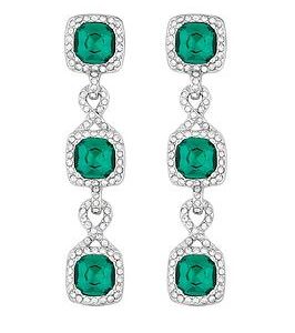 Jon Richard Silver Plated Emerald Green Infinity Earrings