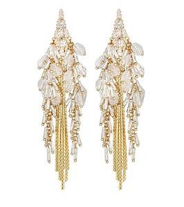 Jon Richard Gold Plated Statement Faceted Bead Linear Earrings