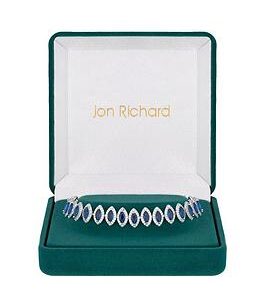 Jon Richard Rhodium Plated Blue Navette Bracelet - Gift Boxed