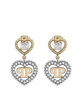 Philipp Plein Rocked Hearts Ip Yellow Gold Pendant Earrings