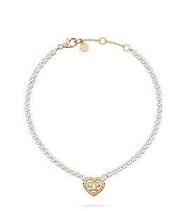 Philipp Plein Rocked Hearts Ip Yellow Gold Tennis Necklace